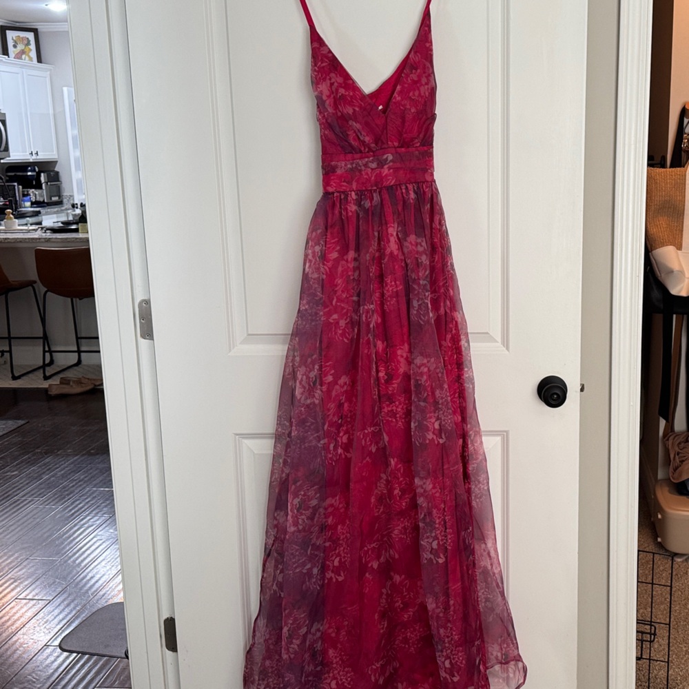 Lulu's Vibrant Red Floral Dress